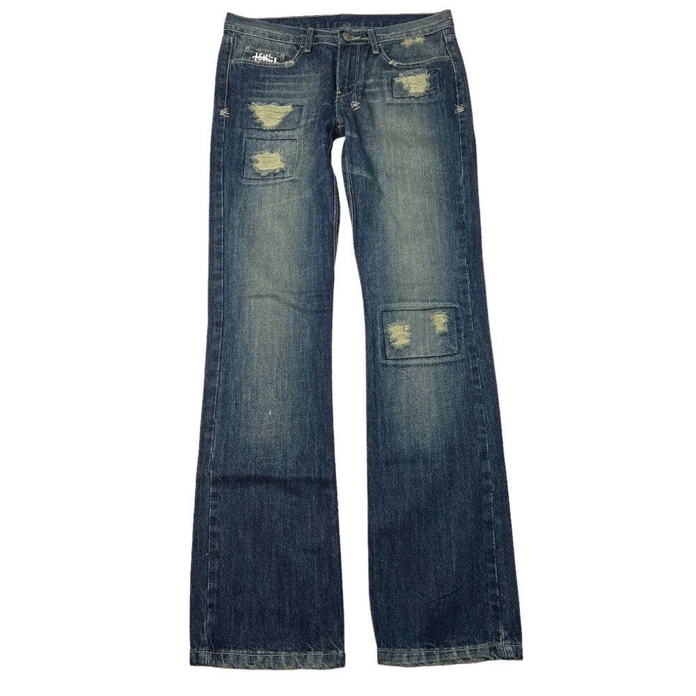 Ksubi Tsubi Super Ruin Scooter Jeans Distressed Straight Mid Rise NWT 30 x 33